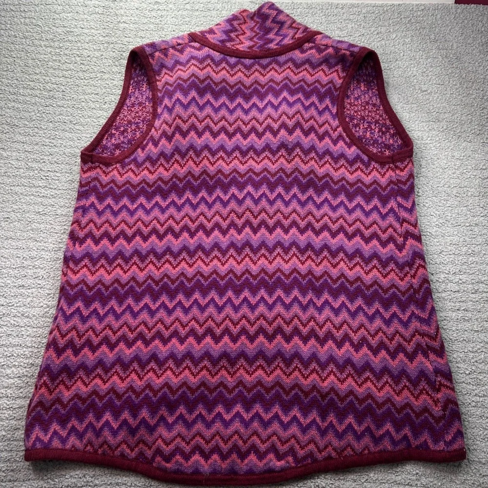 Liz Claiborne Vest Chevron Knit Toggle Pink Purple One Size Boho Retro Preppy